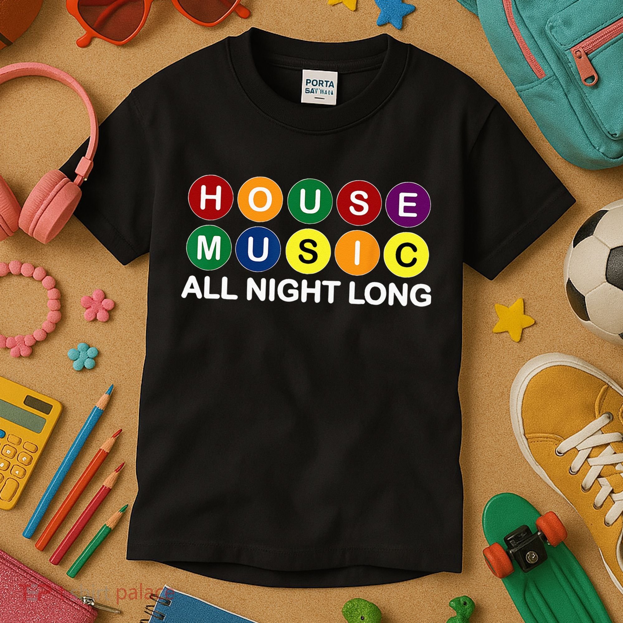 House Music All Night Long EDM DJ Kids T-Shirt