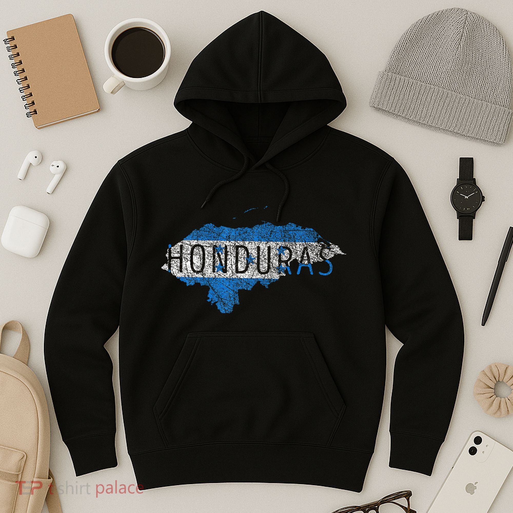 Honduran Map And Flag Souvenir Distressed Honduras Hoodie