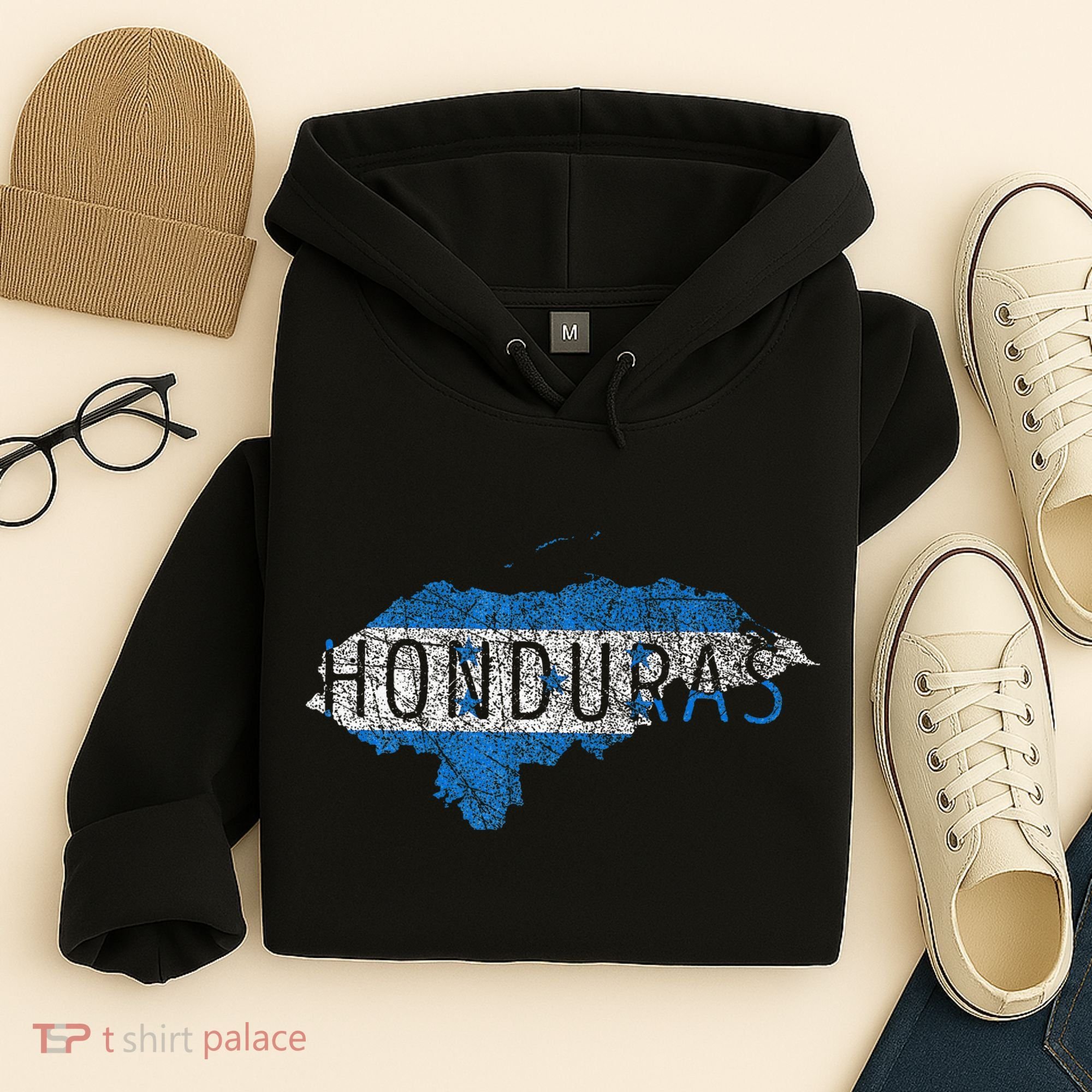 Honduran Map And Flag Souvenir Distressed Honduras Hoodie