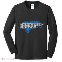 Honduran Map And Flag Souvenir Distressed Honduras Kids Long Sleeve Shirt thumb 0