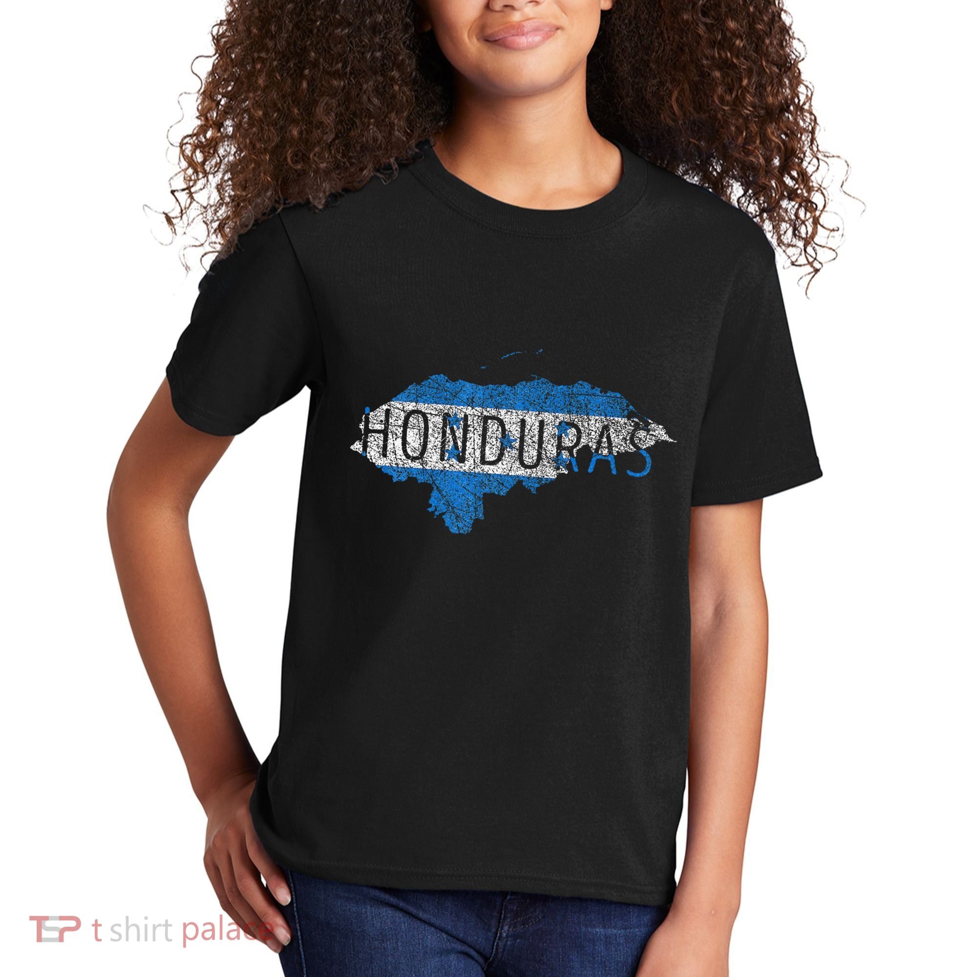 Honduran Map And Flag Souvenir Distressed Honduras Kids T-Shirt