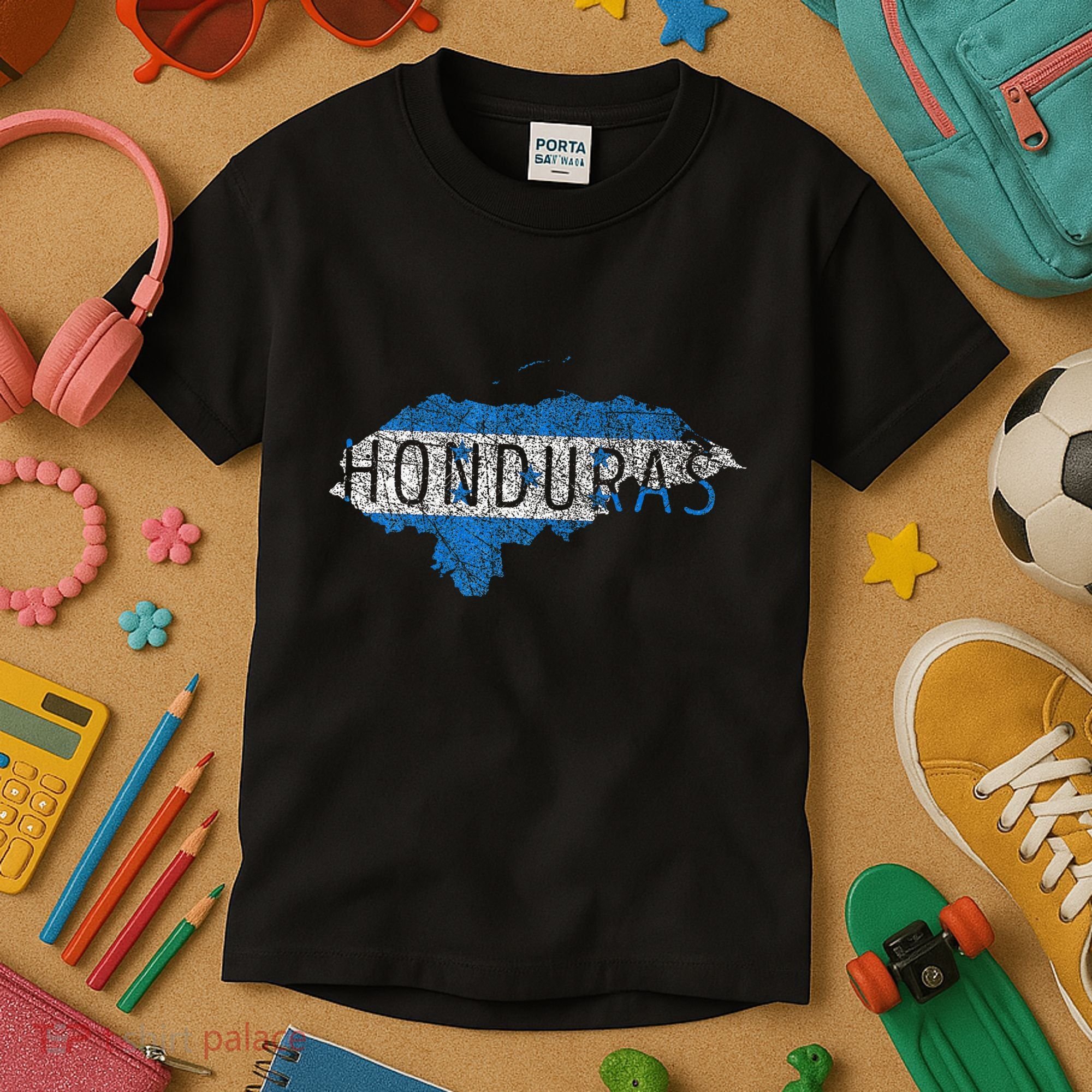 Honduran Map And Flag Souvenir Distressed Honduras Kids T-Shirt
