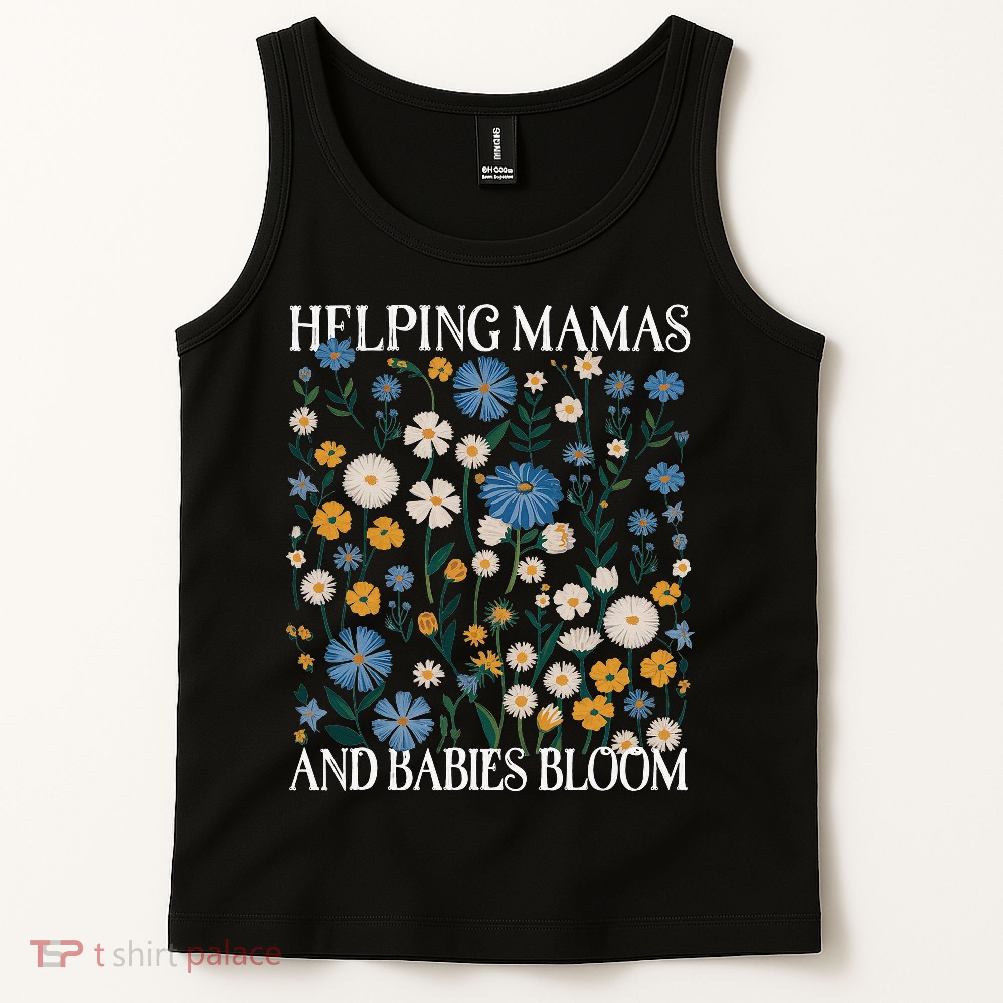 Helping Mamas And Babies Bloom Wildflowers Floral Boho Tank Top