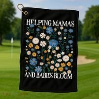 Helping Mamas And Babies Bloom Wildflowers Floral Boho Golf Towel thumb 1