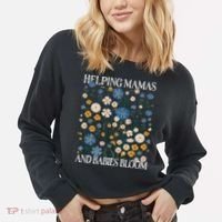 Helping Mamas And Babies Bloom Wildflowers Floral Boho Cropped Pullover Crew thumb 2