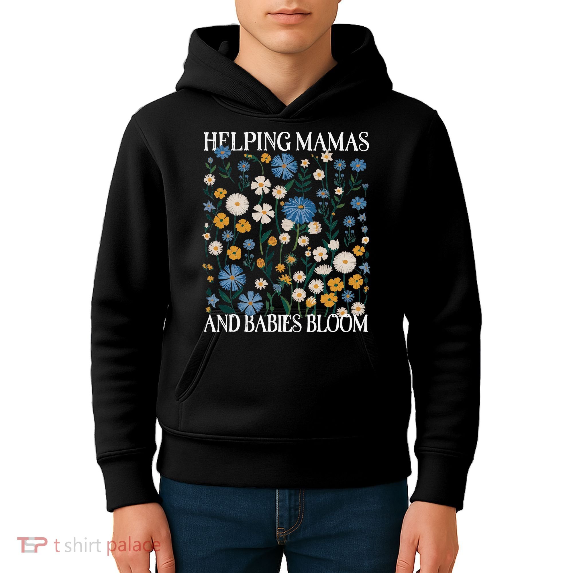 Helping Mamas And Babies Bloom Wildflowers Floral Boho Kids Hoodie