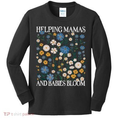 Helping Mamas And Babies Bloom Wildflowers Floral Boho Kids Long Sleeve Shirt