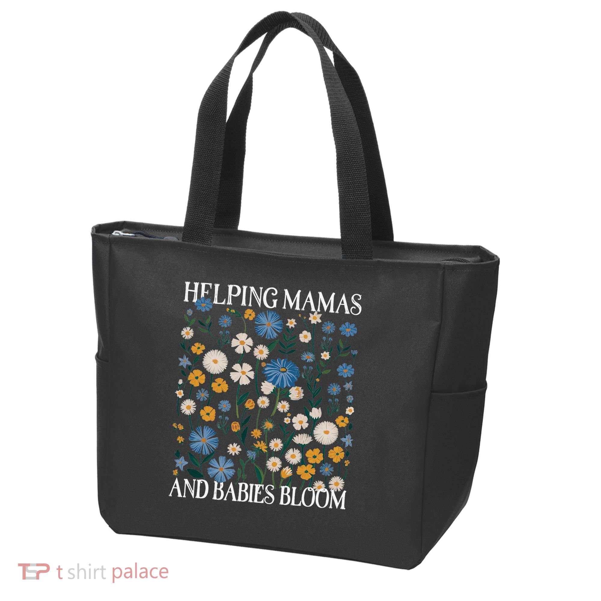 Helping Mamas And Babies Bloom Wildflowers Floral Boho Tote Bag