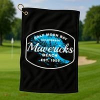 Half Moon Bay Mavericks Beach Surfing Gift Travel Gift Golf Towel thumb 1
