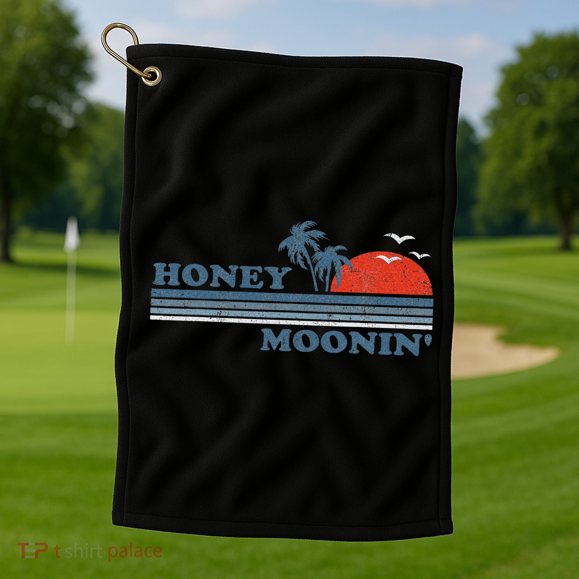 Honey Moonin Beach Honeymoon Vacation Women Couples Gift Golf Towel