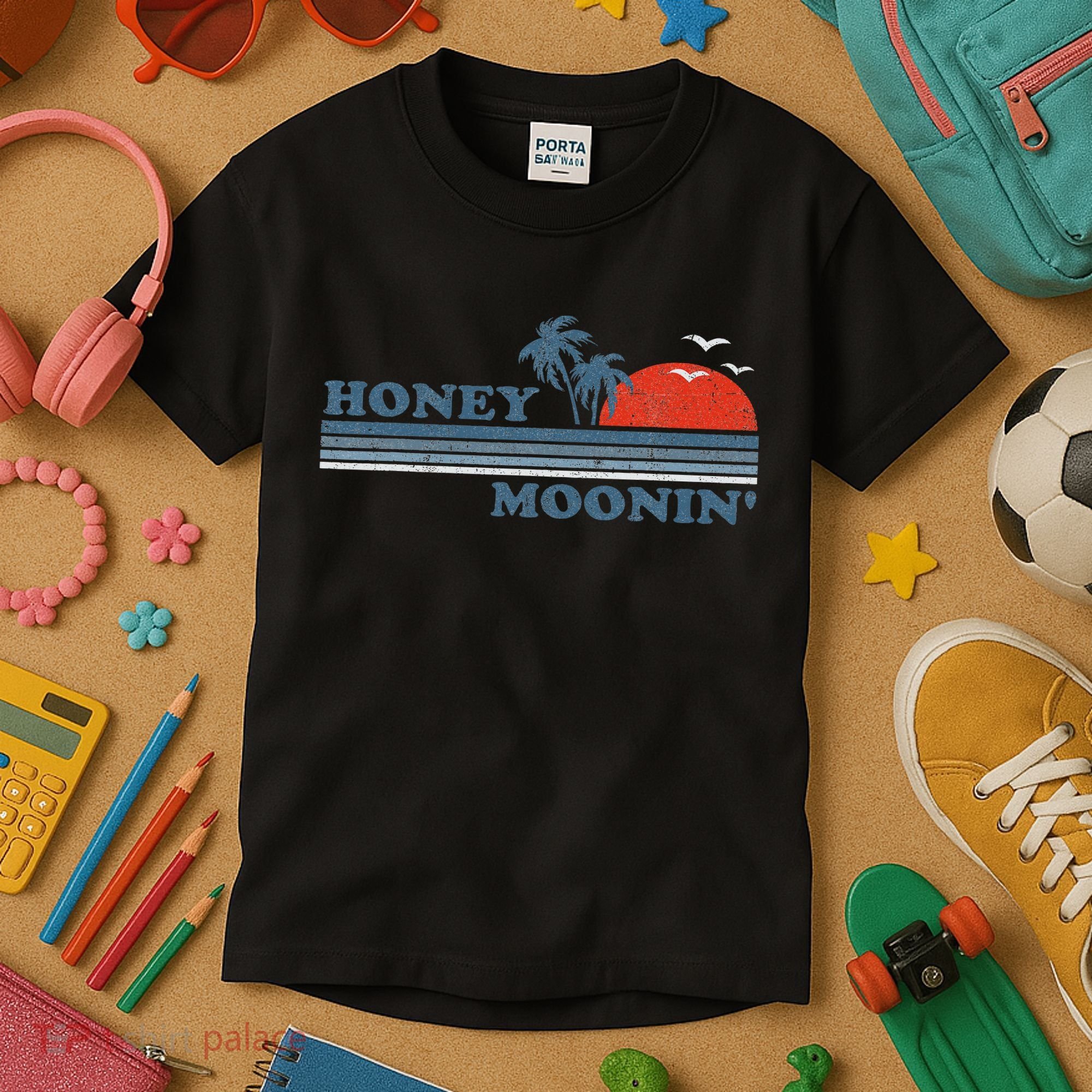Honey Moonin Beach Honeymoon Vacation Women Couples Gift Kids T-Shirt