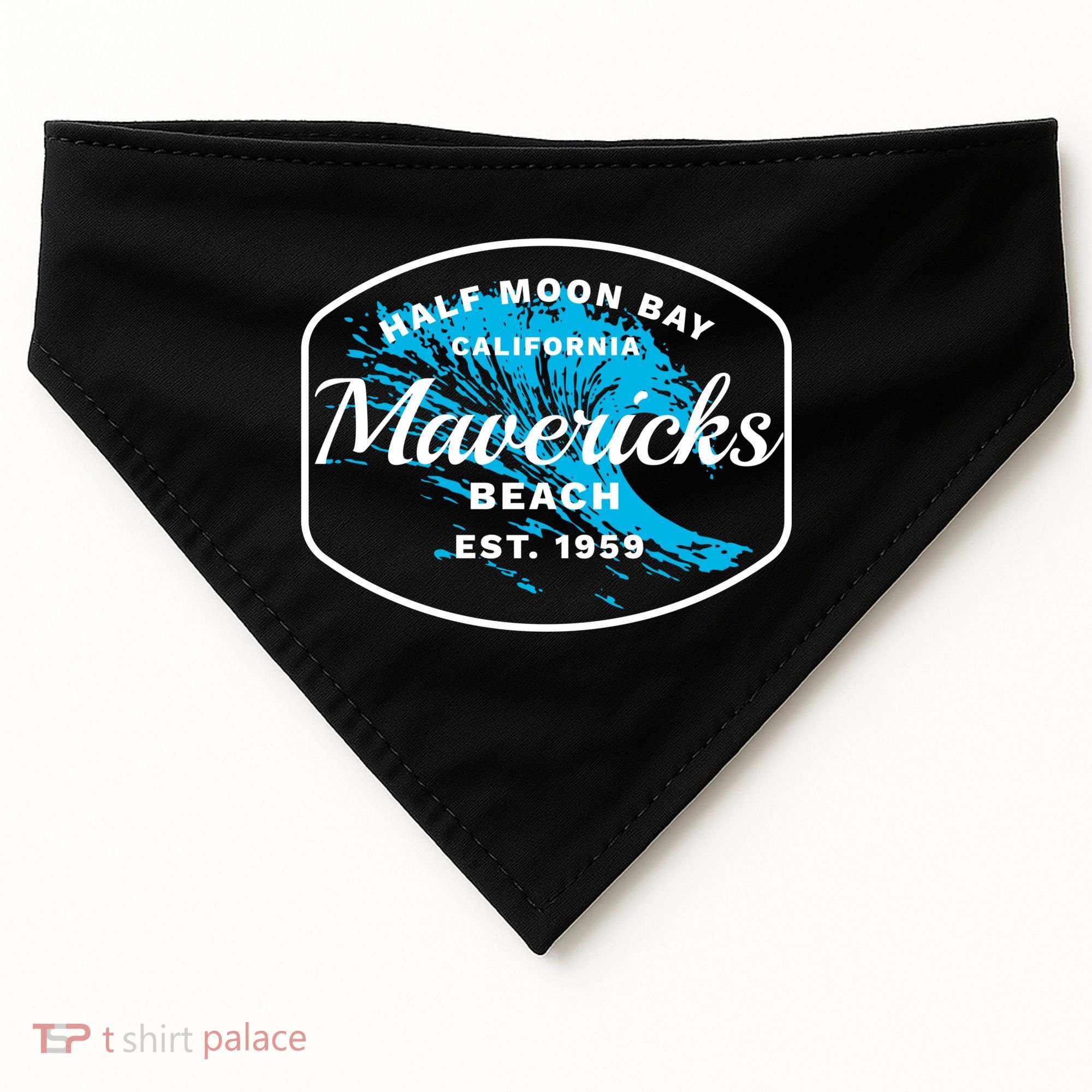 Half Moon Bay Mavericks Beach Surfing Gift Travel Gift USA-Made Doggie Bandana