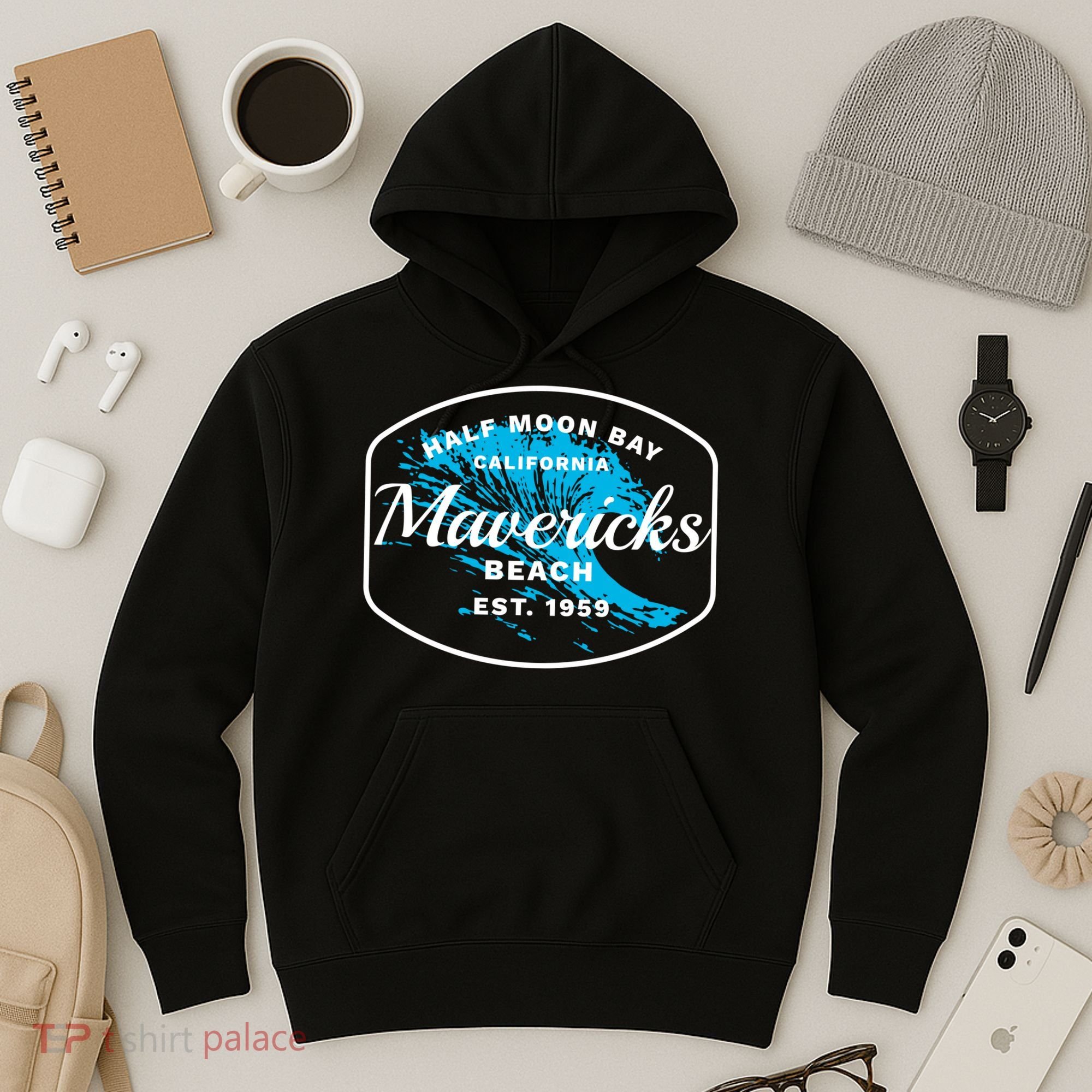 Half Moon Bay Mavericks Beach Surfing Gift Travel Gift Hoodie