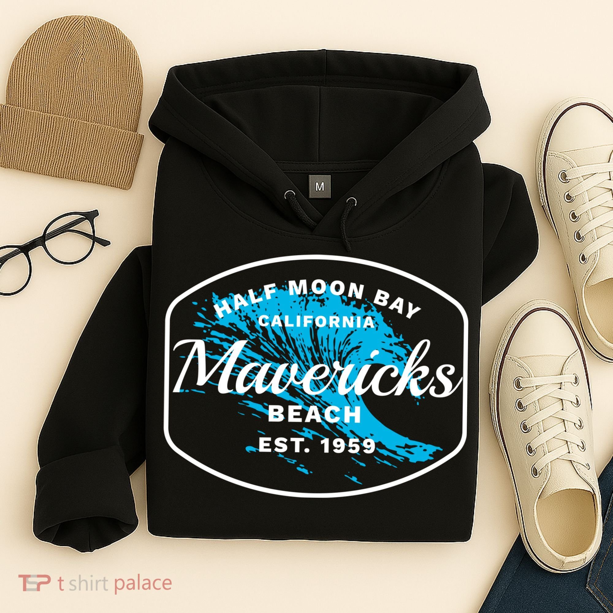 Half Moon Bay Mavericks Beach Surfing Gift Travel Gift Hoodie