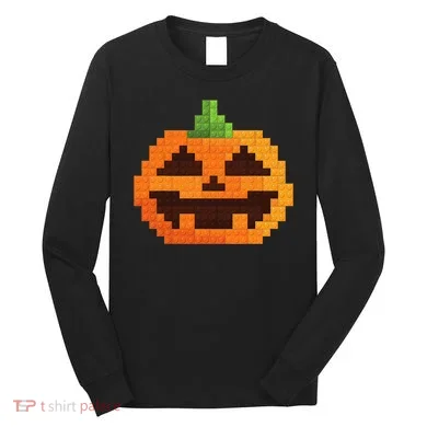 Halloween Master Builder Pumpkin Building Blocks Bricks Long Sleeve Shirt