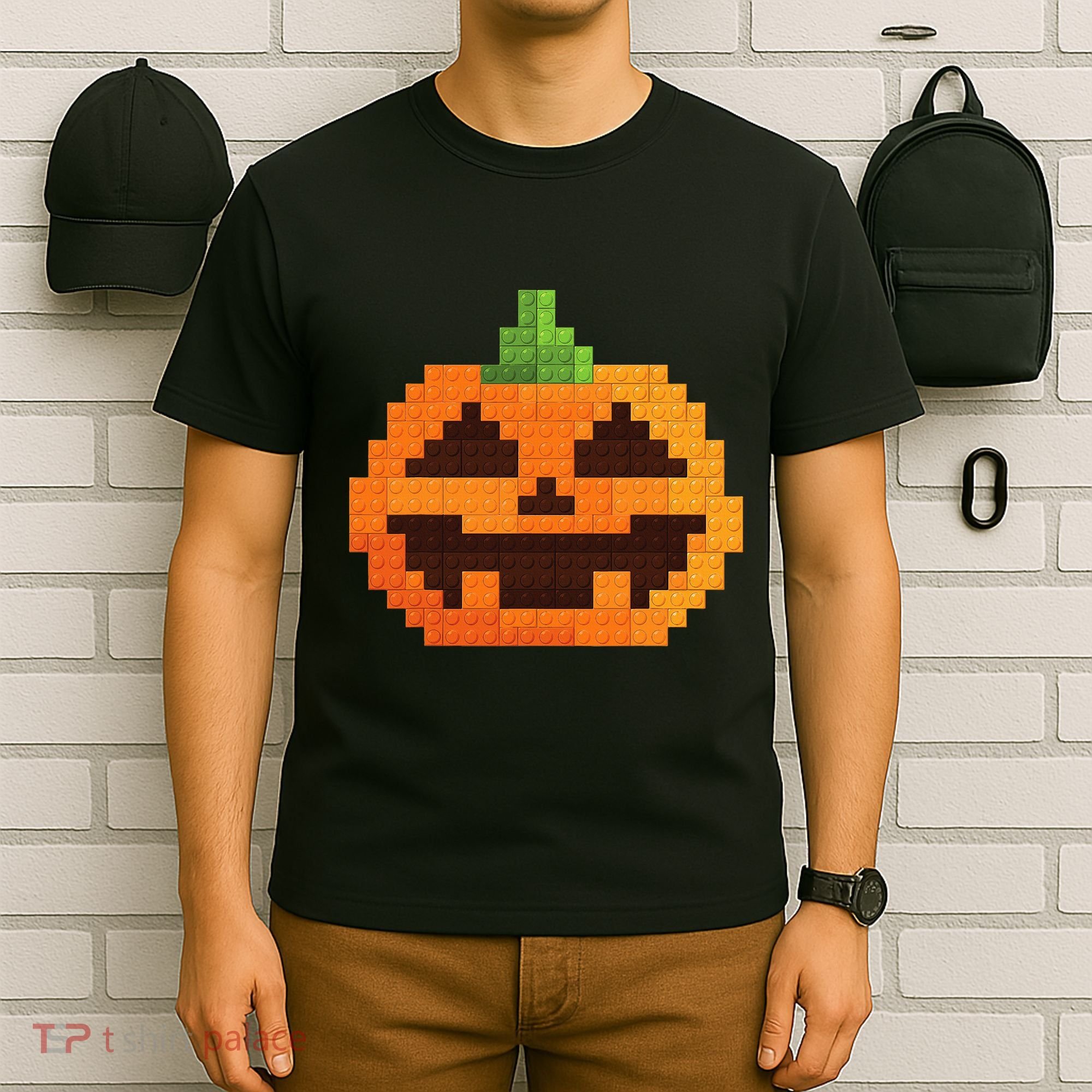 Halloween Master Builder Pumpkin Building Blocks Bricks T-Shirt