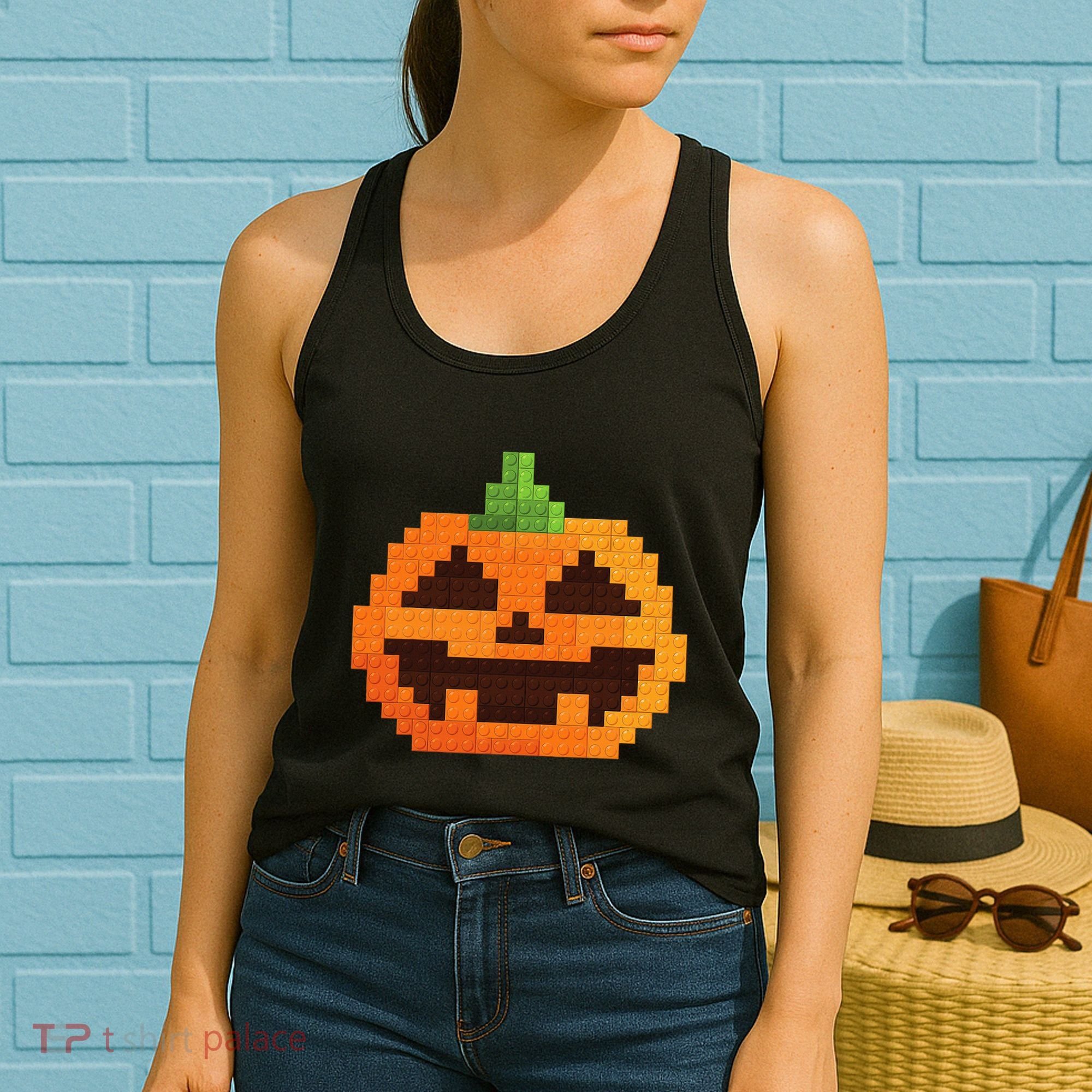 Halloween Master Builder Pumpkin Building Blocks Bricks Women's Tank Top
