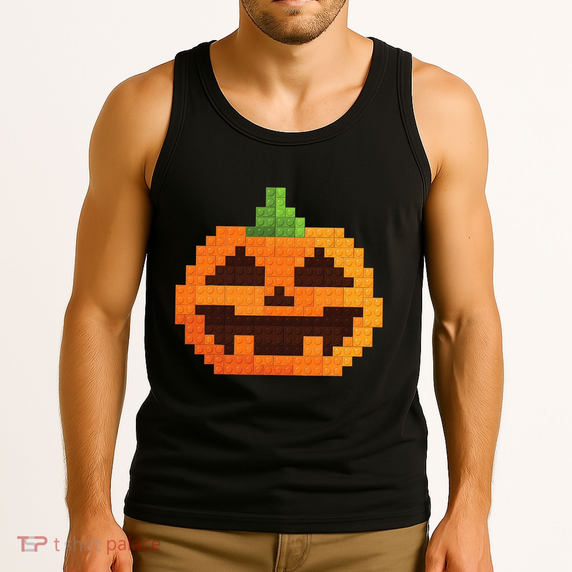 Halloween Master Builder Pumpkin Building Blocks Bricks Tank Top