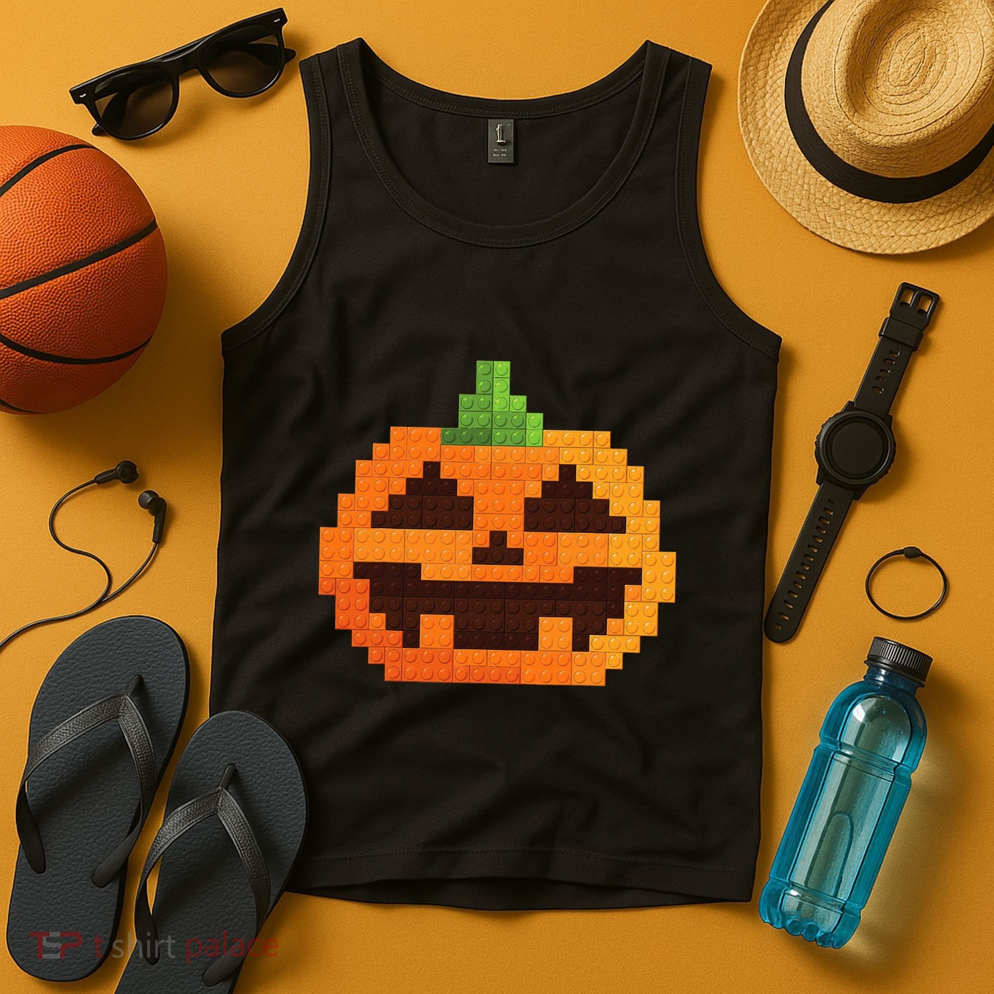 Halloween Master Builder Pumpkin Building Blocks Bricks Tank Top