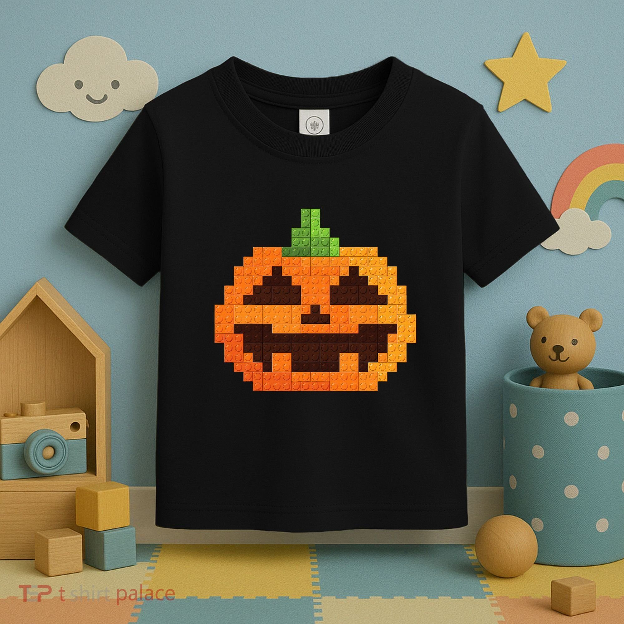 Halloween Master Builder Pumpkin Building Blocks Bricks Toddler T-Shirt