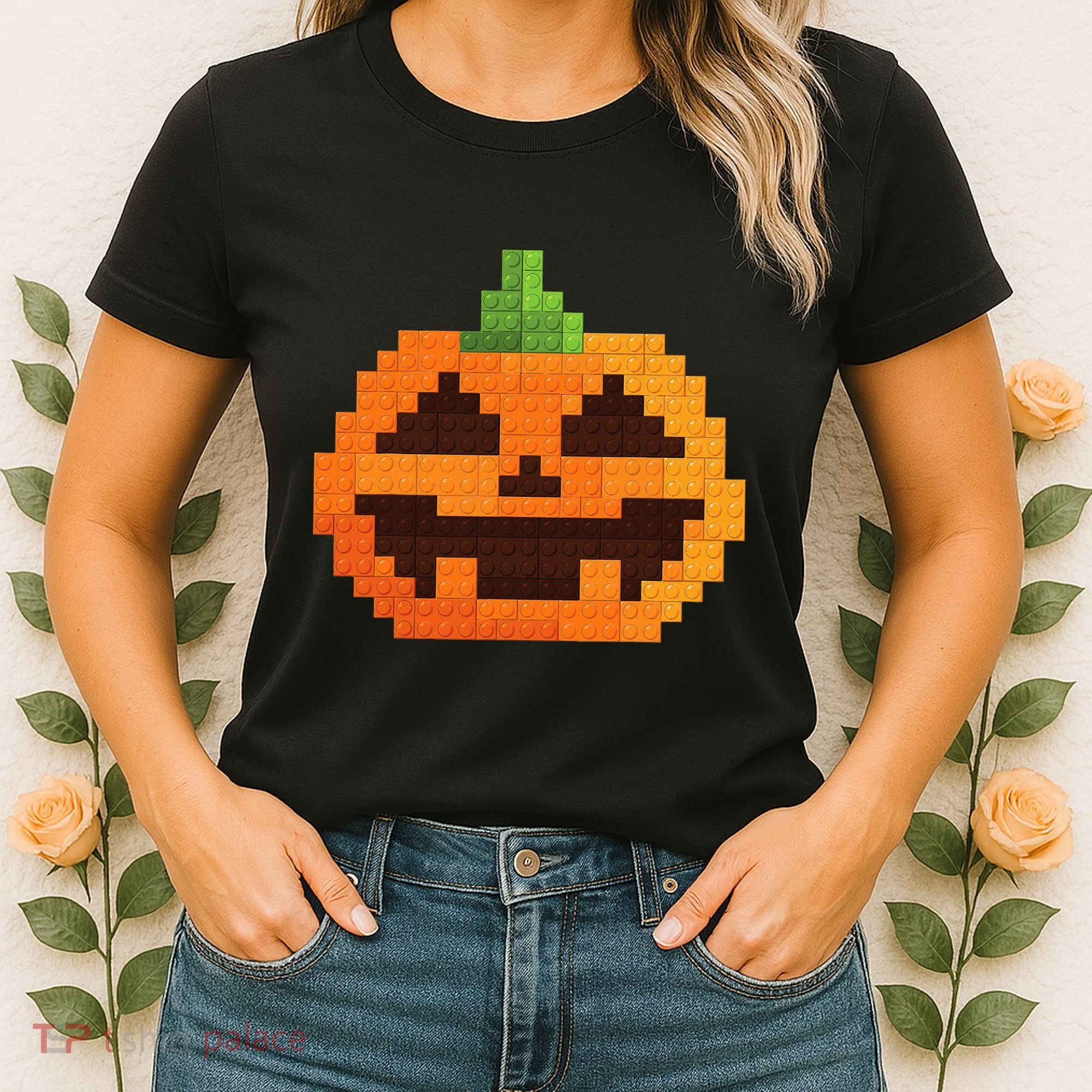 Halloween Master Builder Pumpkin Building Blocks Bricks Women's T-Shirt