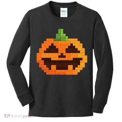 Halloween Master Builder Pumpkin Building Blocks Bricks Kids Long Sleeve Shirt