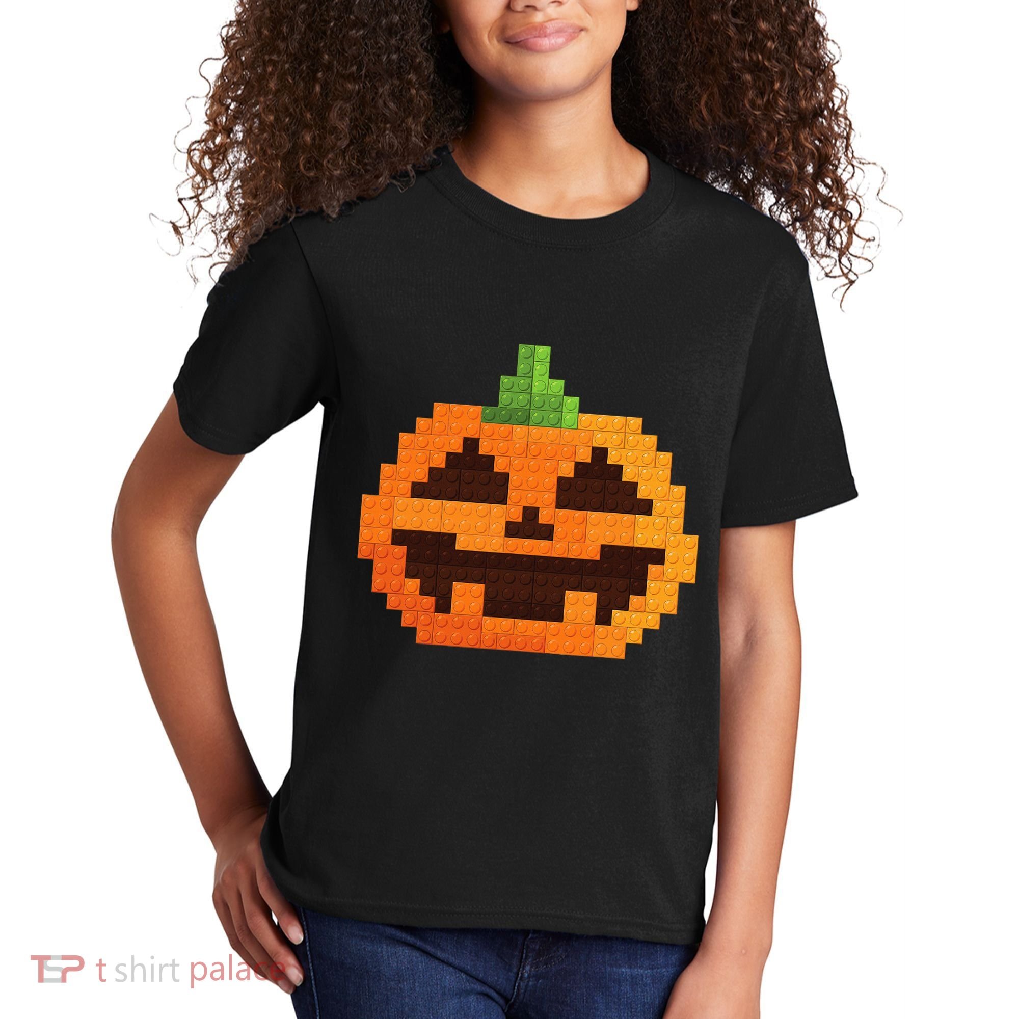 Halloween Master Builder Pumpkin Building Blocks Bricks Kids T-Shirt