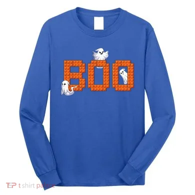 Halloween Master Builder Boo Ghost Building Blocks Bricks Long Sleeve Shirt