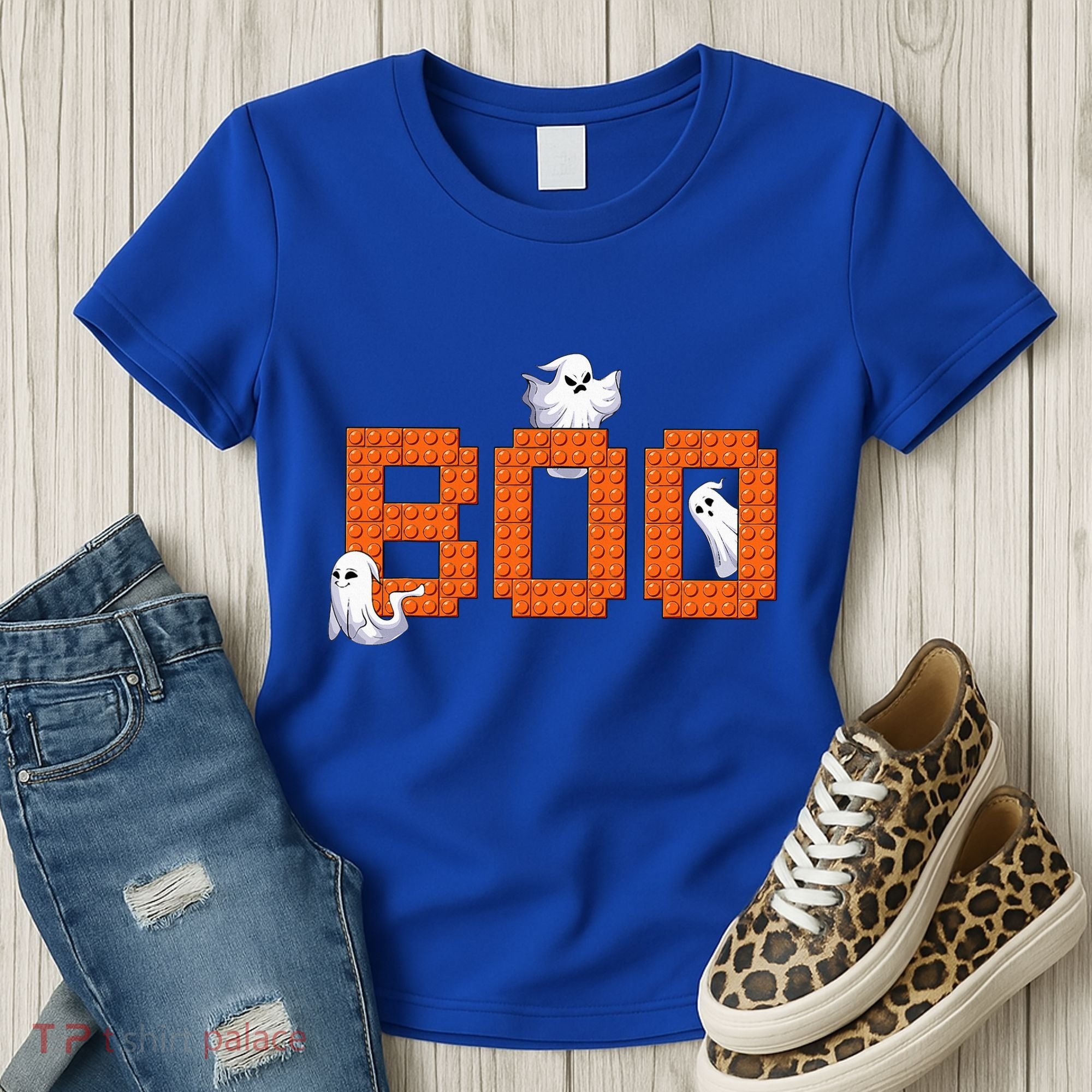 Halloween Master Builder Boo Ghost Building Blocks Bricks Women's T-Shirt