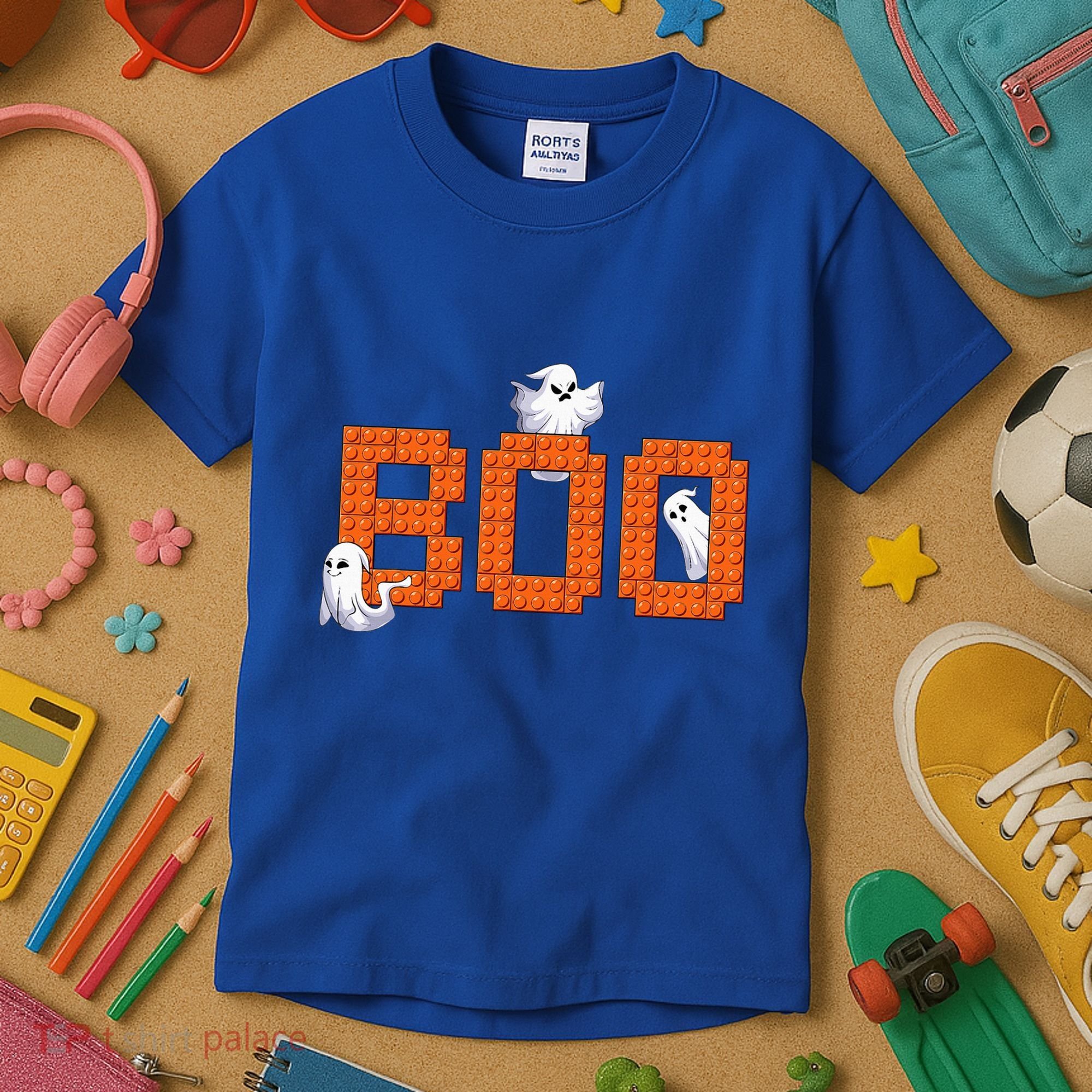 Halloween Master Builder Boo Ghost Building Blocks Bricks Kids T-Shirt