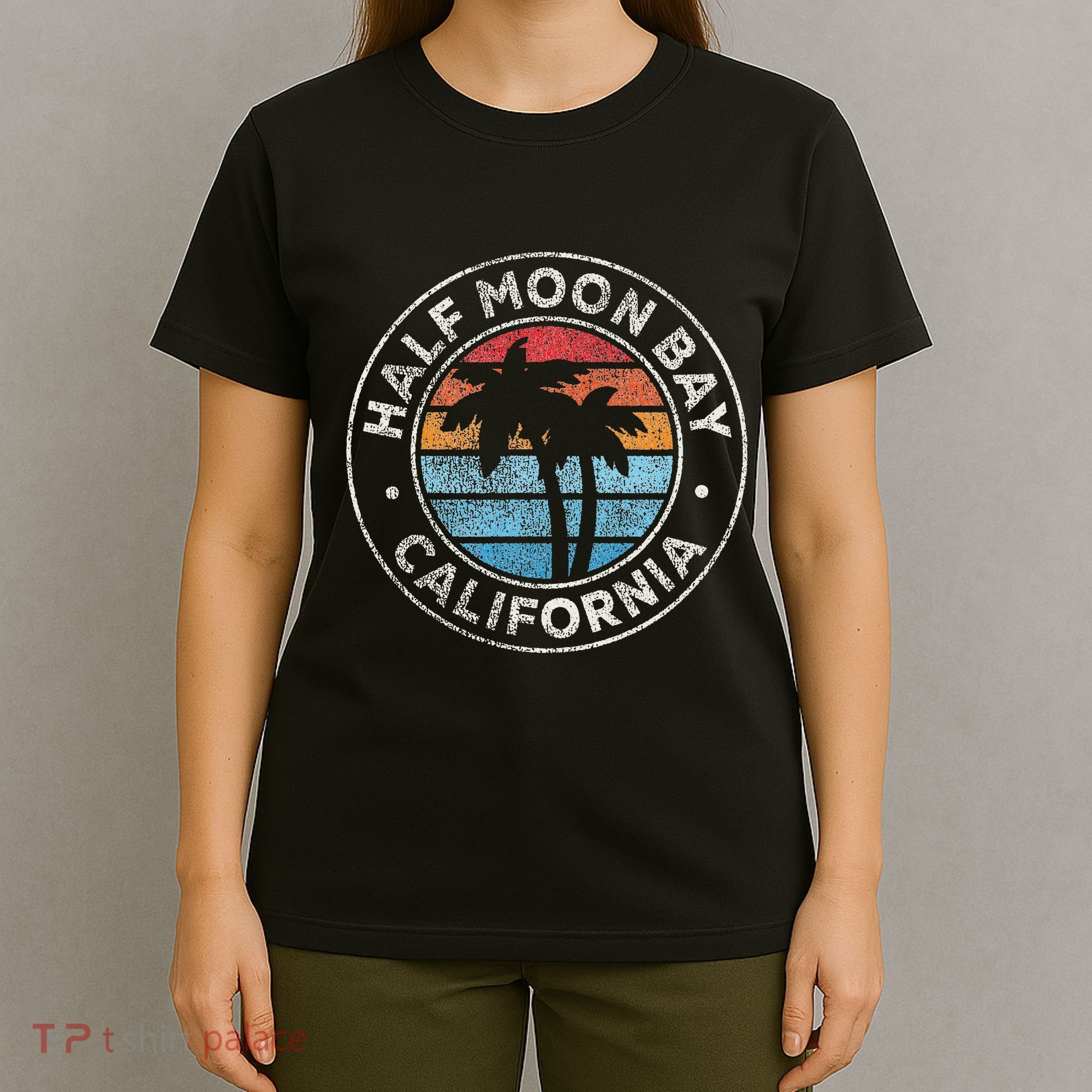 Half Moon Bay California Ca Vintage Graphic Retro 70s T-Shirt