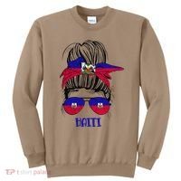 Haitian Messy Bun Haiti Haiti woman flag Proud Sweatshirt thumb 0