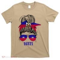 Haitian Messy Bun Haiti Haiti woman flag Proud T-Shirt thumb 0