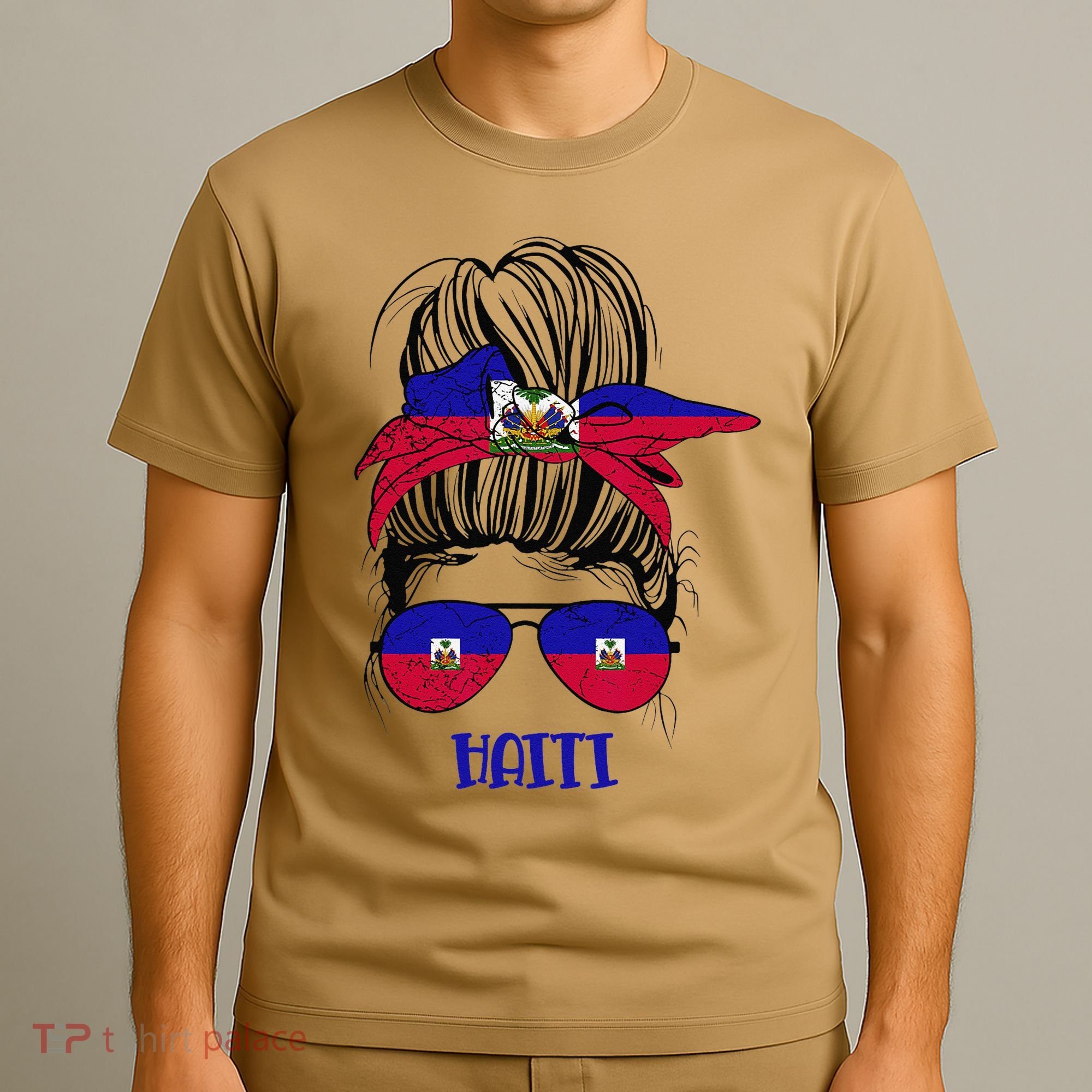 Haitian Messy Bun Haiti Haiti woman flag Proud T-Shirt