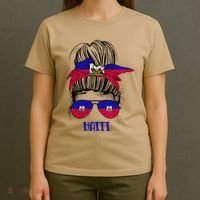 Haitian Messy Bun Haiti Haiti woman flag Proud T-Shirt thumb 4