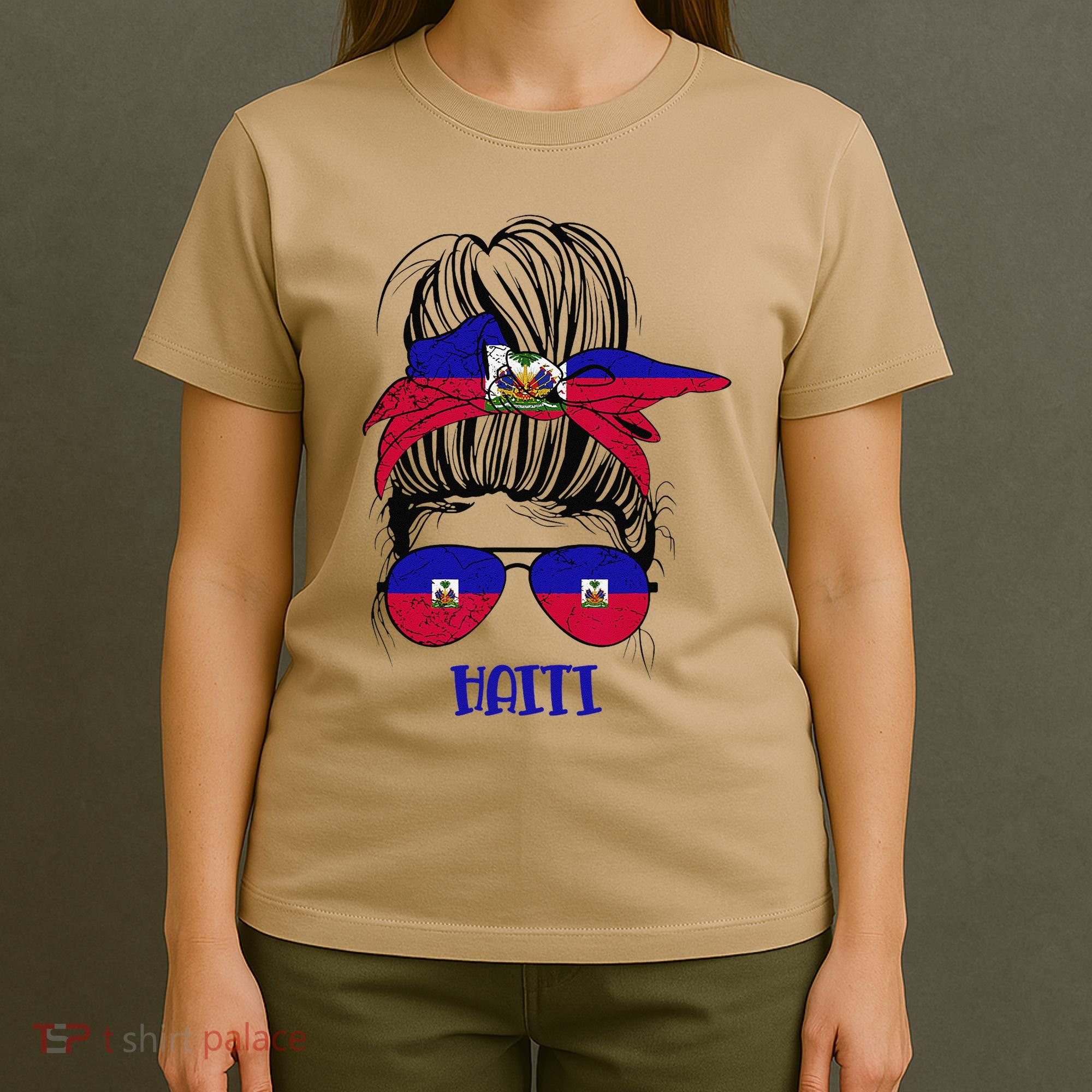 Haitian Messy Bun Haiti Haiti woman flag Proud T-Shirt