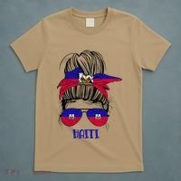Haitian Messy Bun Haiti Haiti woman flag Proud T-Shirt thumb 5