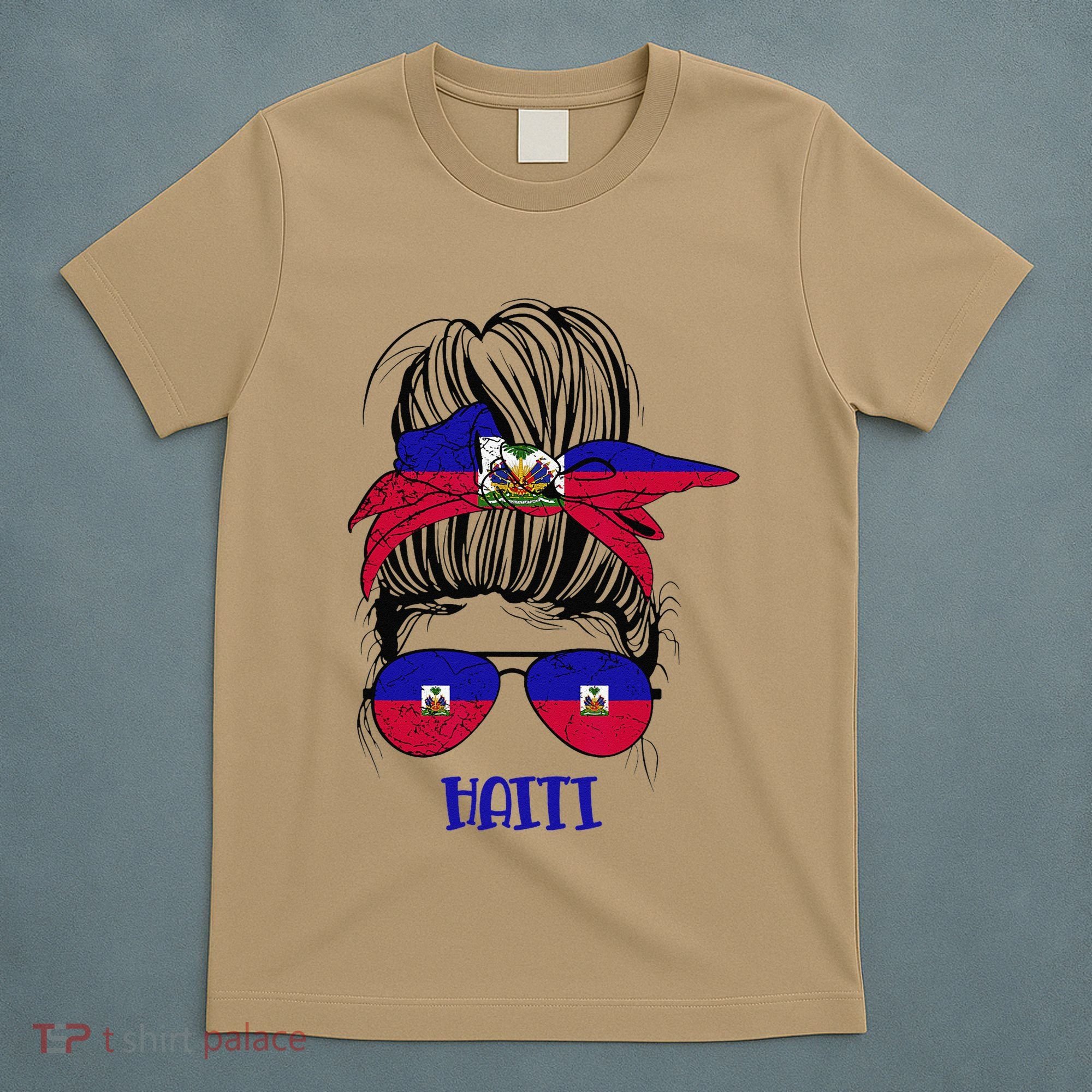 Haitian Messy Bun Haiti Haiti woman flag Proud T-Shirt