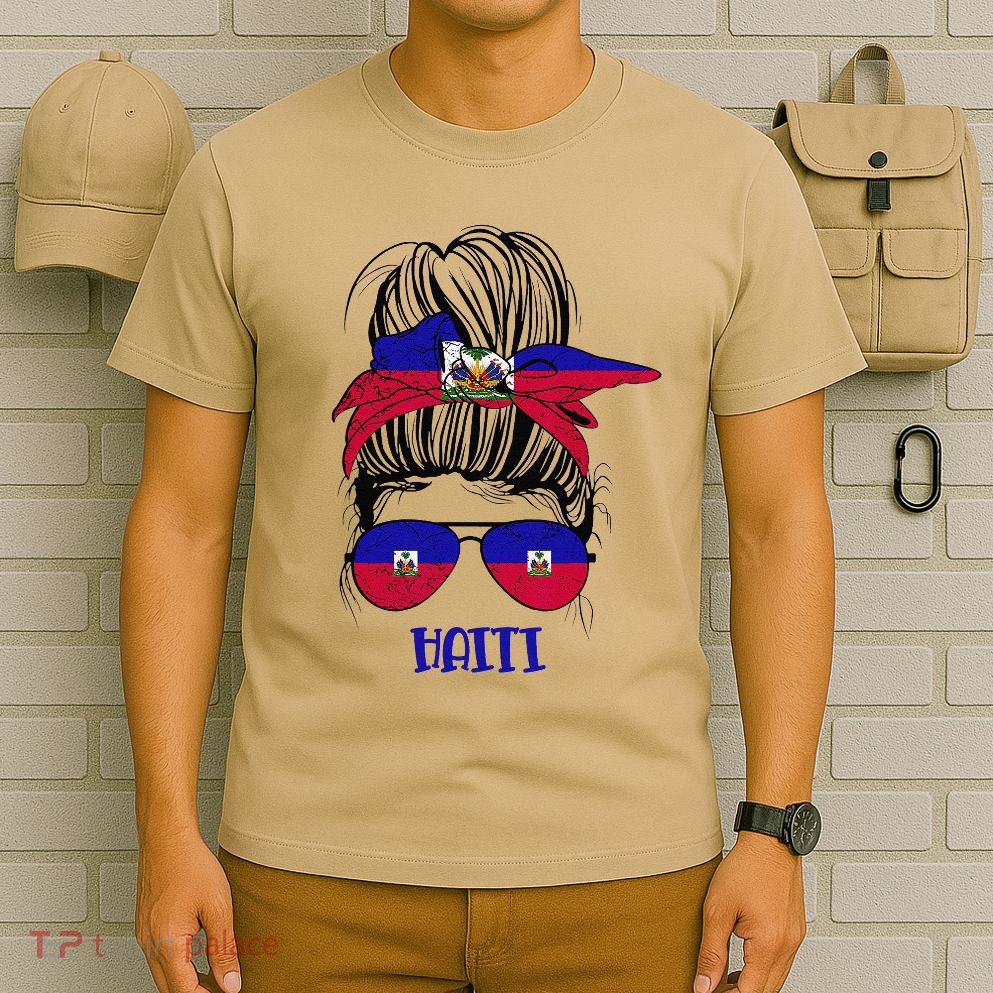 Haitian Messy Bun Haiti Haiti woman flag Proud T-Shirt