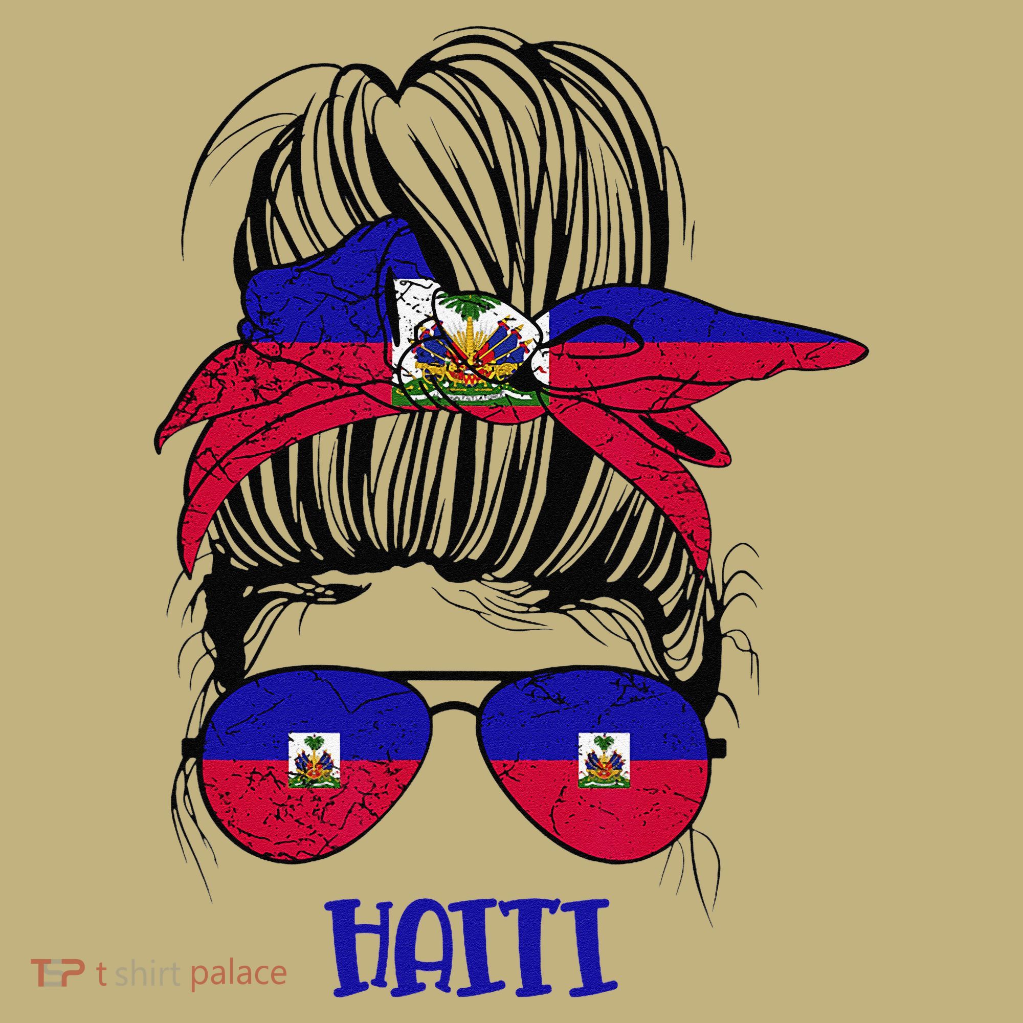 Haitian Messy Bun Haiti Haiti woman flag Proud T-Shirt