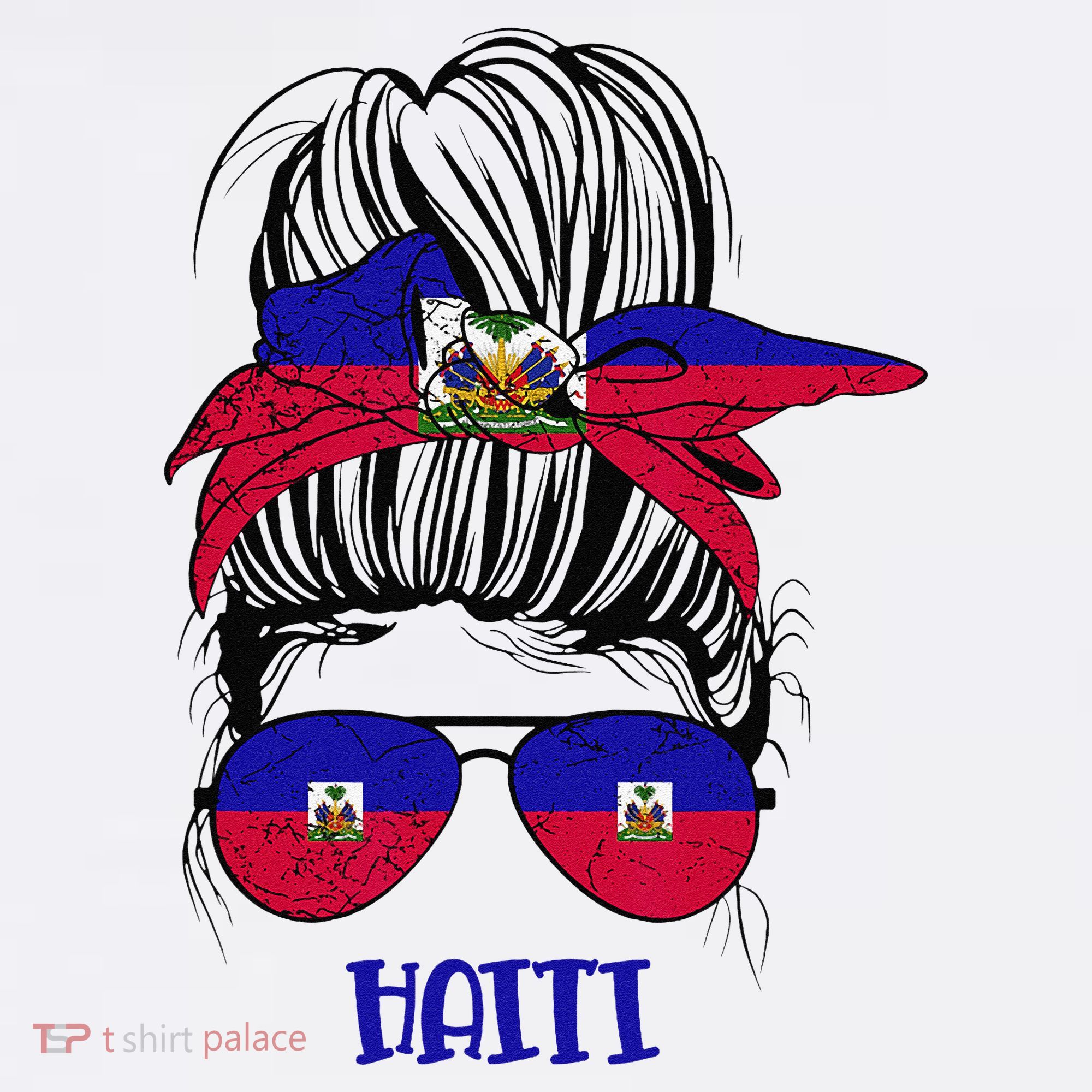 Haitian Messy Bun Haiti Haiti woman flag Proud Women's Tank Top