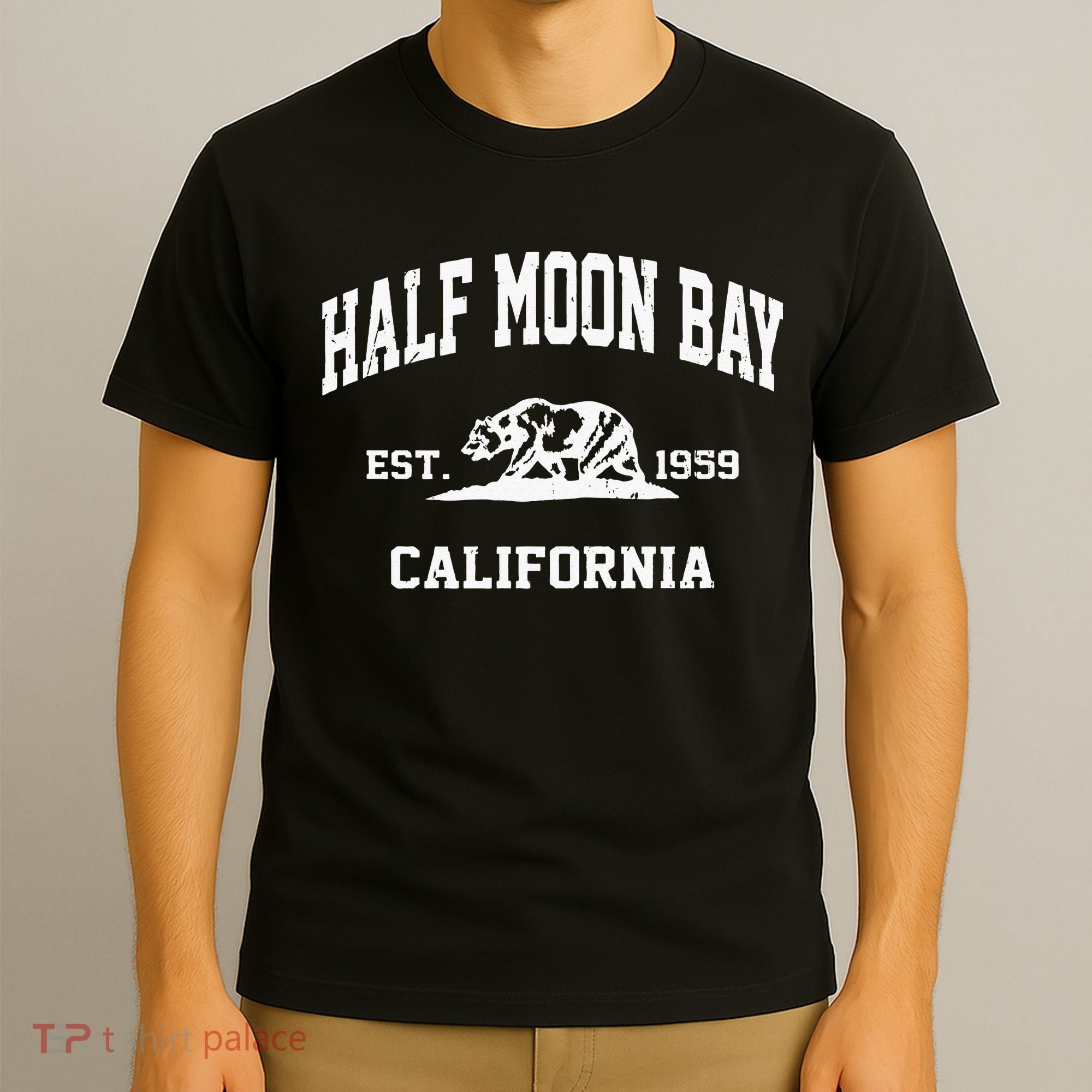 Half Moon Bay California CA Vintage State Athletic Style T-Shirt