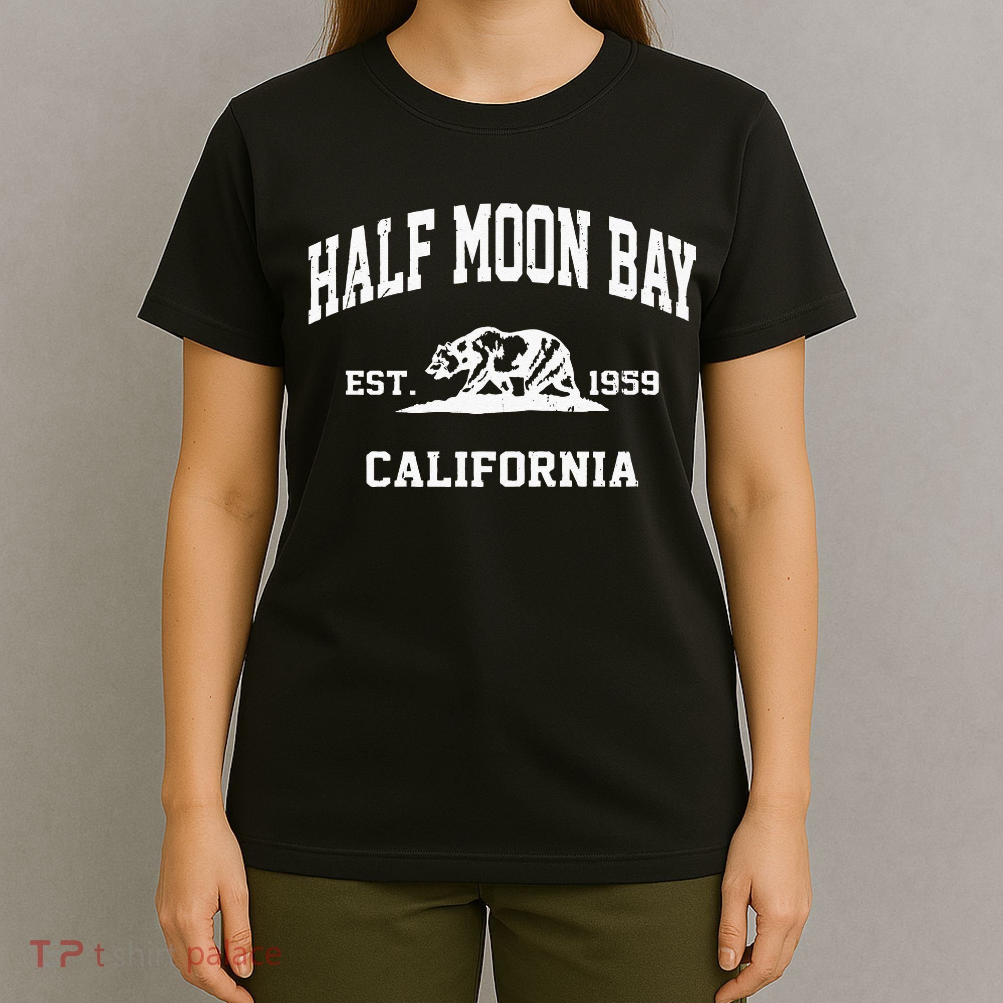 Half Moon Bay California CA Vintage State Athletic Style T-Shirt