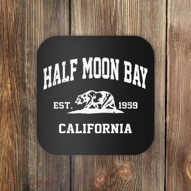 Half Moon Bay California CA Vintage State Athletic Style Coaster