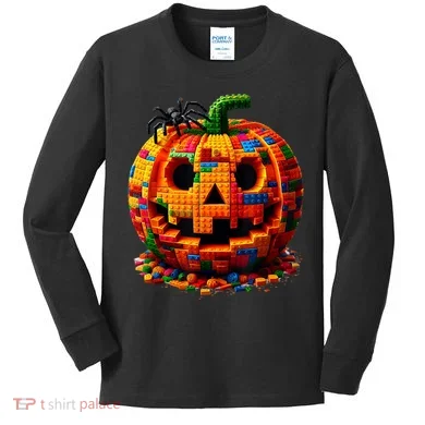 Halloween Master Builder Pumpkin Kids Long Sleeve Shirt