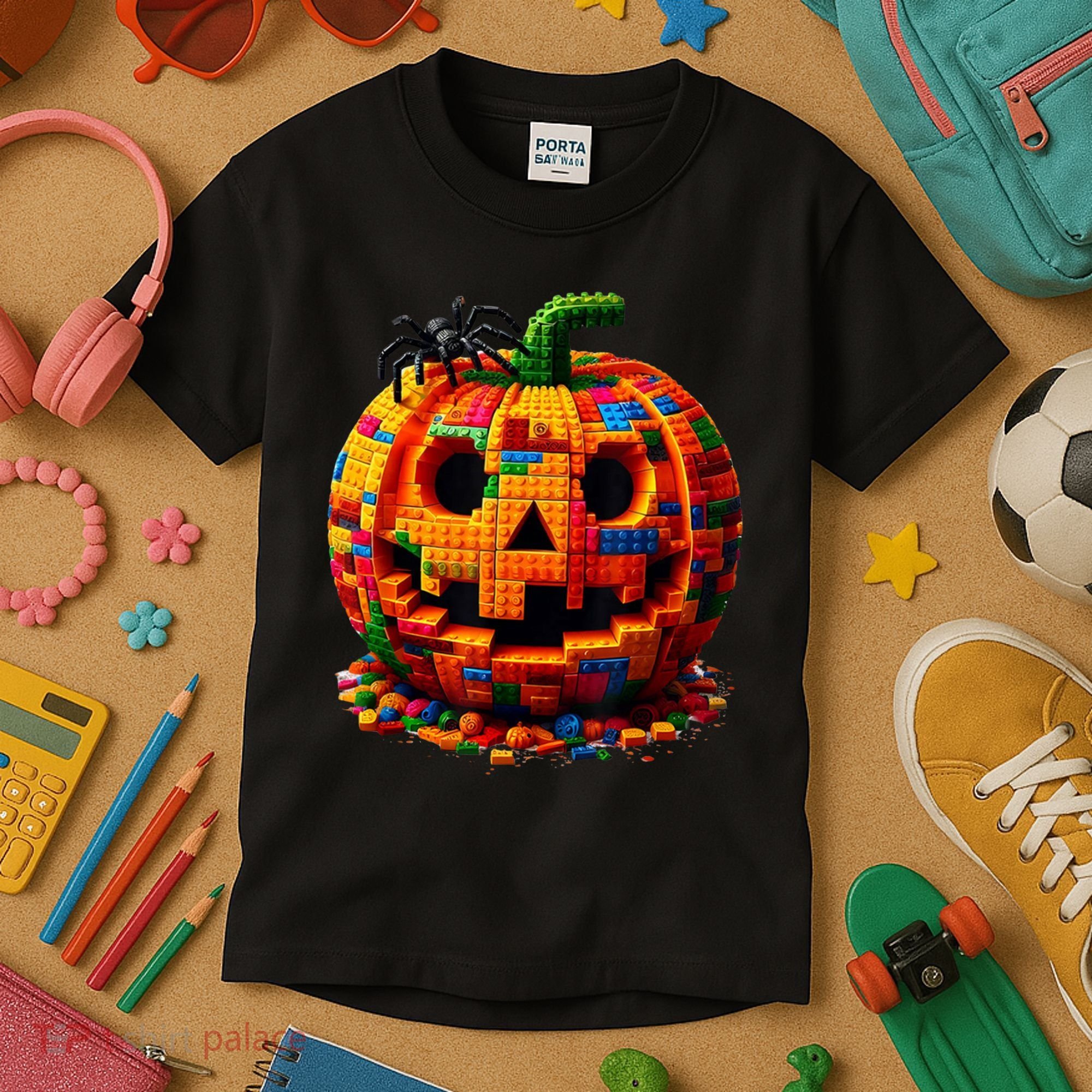 Halloween Master Builder Pumpkin Kids T-Shirt