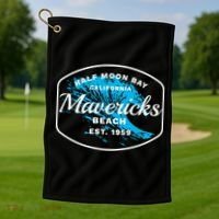 Half Moon Bay Mavericks Beach Surfing Gift Travel Gift Golf Towel thumb 1