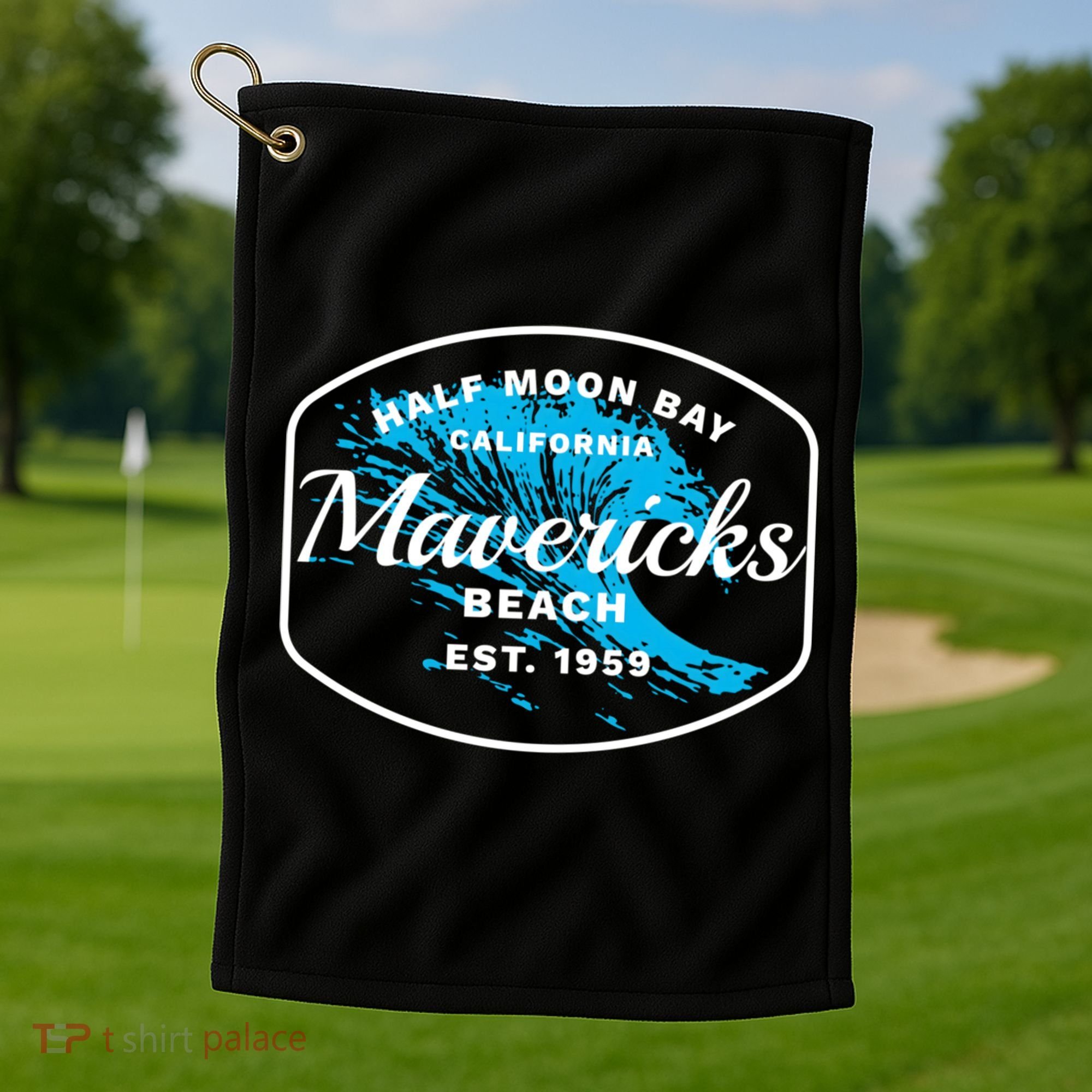 Half Moon Bay Mavericks Beach Surfing Gift Travel Gift Golf Towel