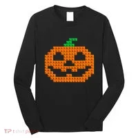 Halloween Master Builder Pumpkin Brick Building Block Long Sleeve Shirt thumb 0