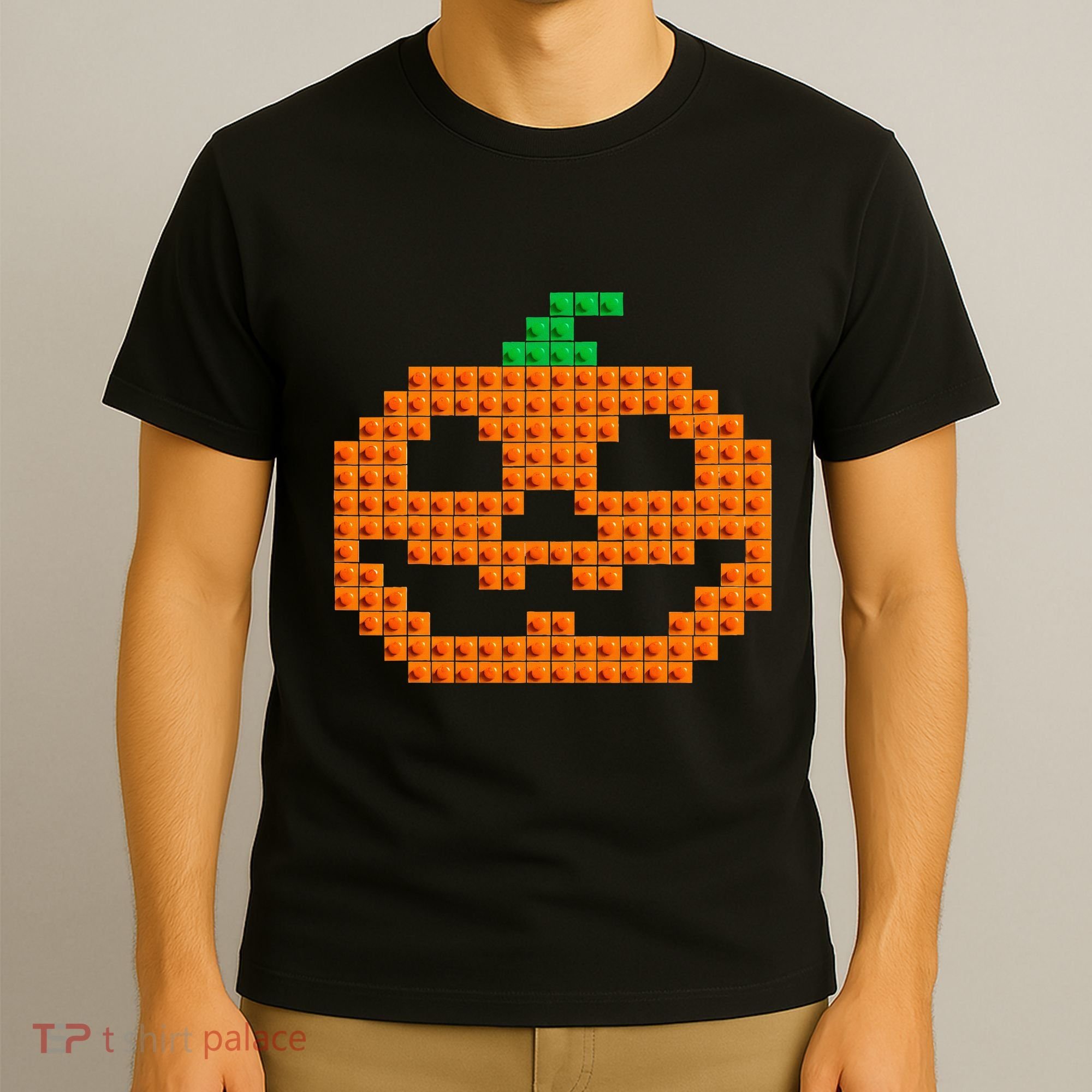 Halloween Master Builder Pumpkin Brick Building Block T-Shirt